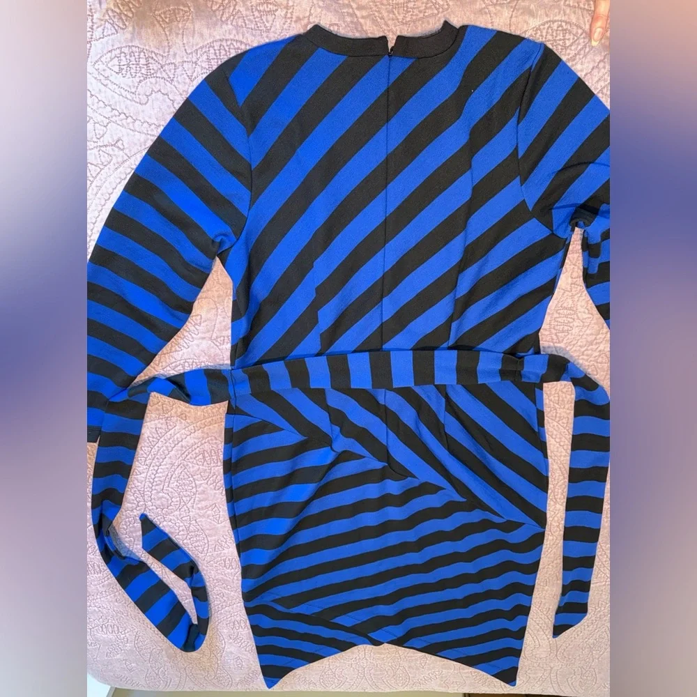 Eloquii Blue and Black Striped Long Sleeve Dress - Picture 13 of 15